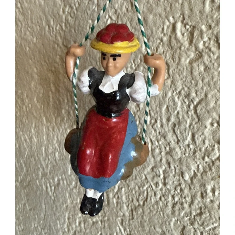 Vintage West German Swiss Chalet Cuckoo Clock w/ Bouncing Girl On Swing No Key